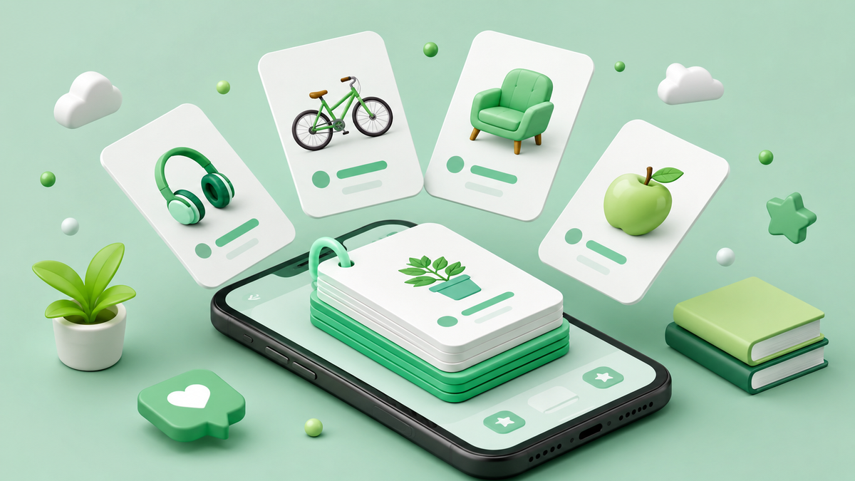 スマホで自分専用の英単語帳を確認するイメージ