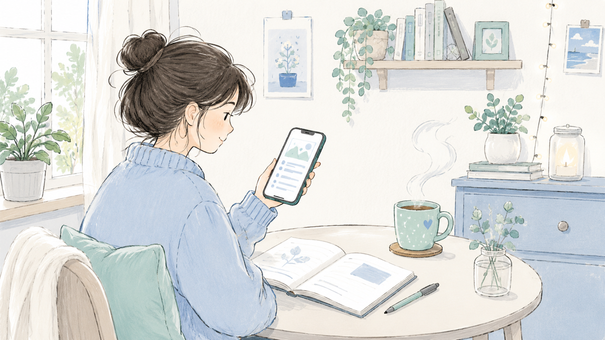 スマホとノートを並べて章ごとに要約を読み返すイメージ