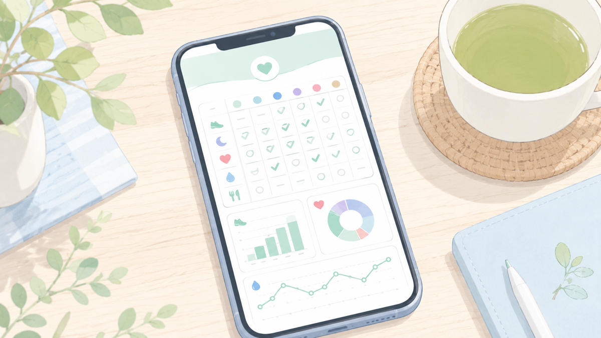 スマホ画面でChatGPTが1週間の体調メモを一覧に整えているイメージ