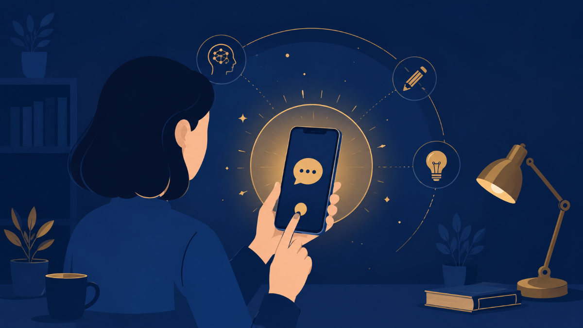 スマホでChatGPTのアプリを初めて開く様子